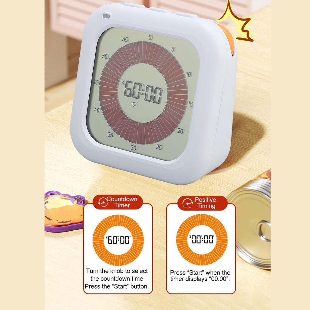 Digital Timer Rechargeable Visual Timer with Magnetic Backing Stand for Kitchen Learning Management