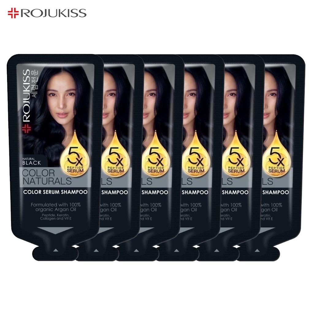 Rojukiss Hårfarge Naturals Shampoo Naturlig Svart/Mørkebrun/Natural Mahogny 30 ml x 1/3/6 stk - Thai Hårpleie