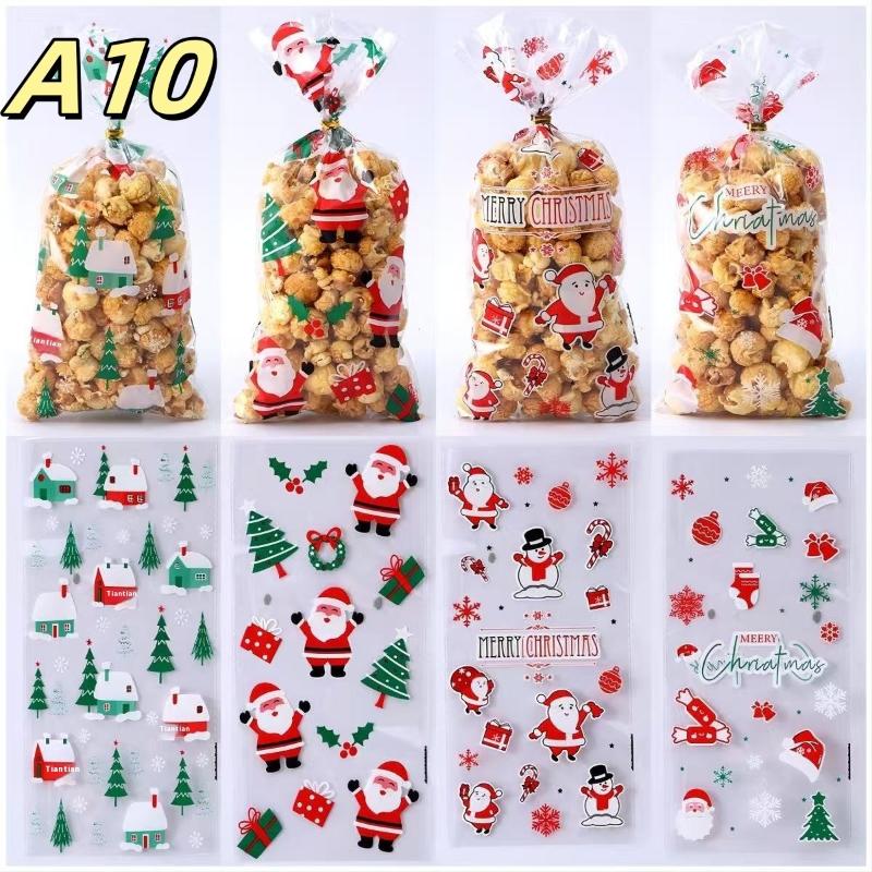 50 ks Vánoční sáčky na cukroví Vánoční dekorace Dárková taška Santa Claus Navidad Vánoční dárkové tašky Vánoční sáček na balení sušenek