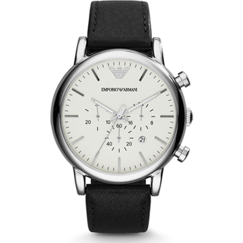 

Emporio Armani Luigi XLarge White Black Leather Men s Quartz Chronograph with Date AR1807 белый