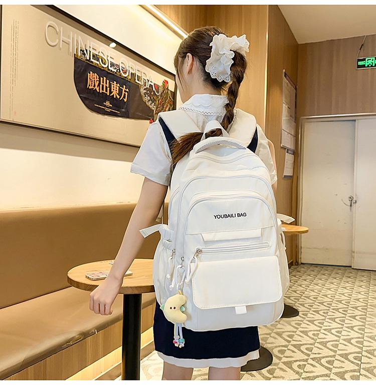 Versatile Candy Color Backpack: Lightweight, Spacious Double Shoulder Bag for Middle and High School Students