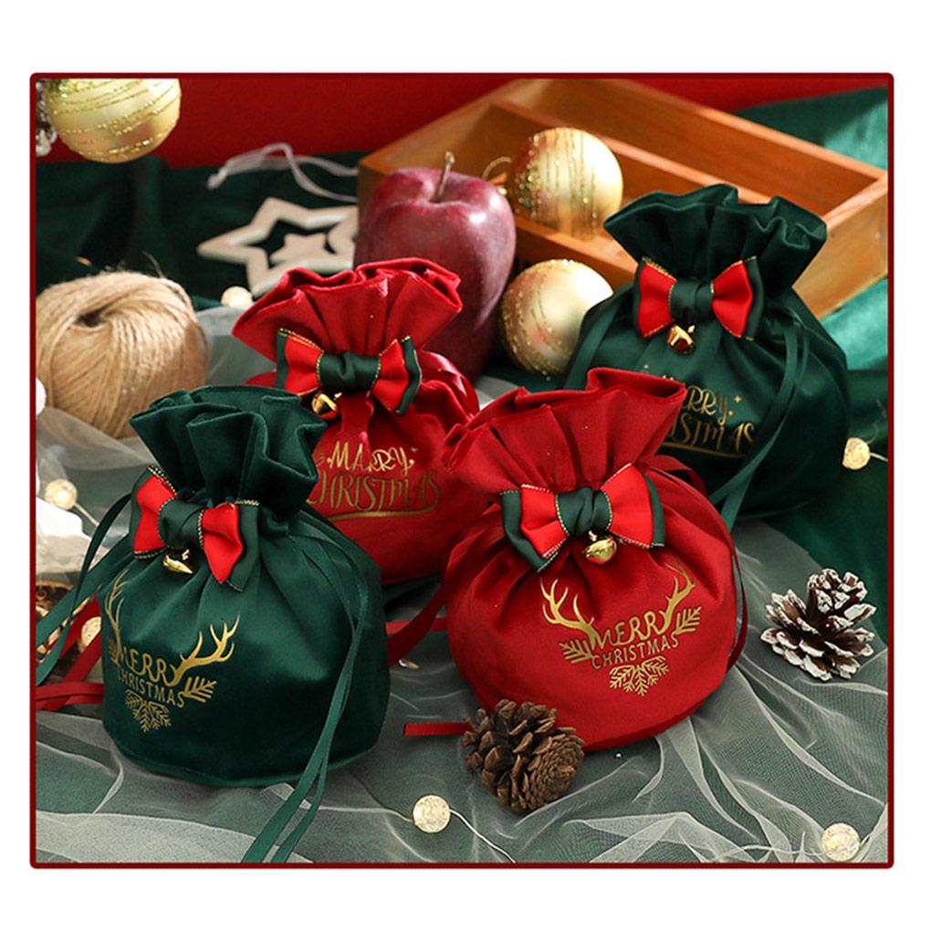 Christmas Eve Fruit Storage Bag with Drawstring Portable Gift Festival Party Favor Pouch Decoration Pack Biscuit Organizer