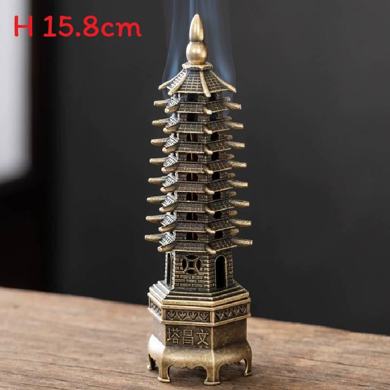 Classical Alloy Wenchang Tower Incense Burner For Home Office Decor And Spiritual Use