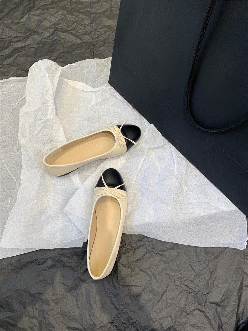 

Новые балетки 2025 года с плоской подошвой и круглым носком, маленькие ароматные мягкоподошвенные легкие туфли-лодочки для феи, с цветовой блокировкой 38