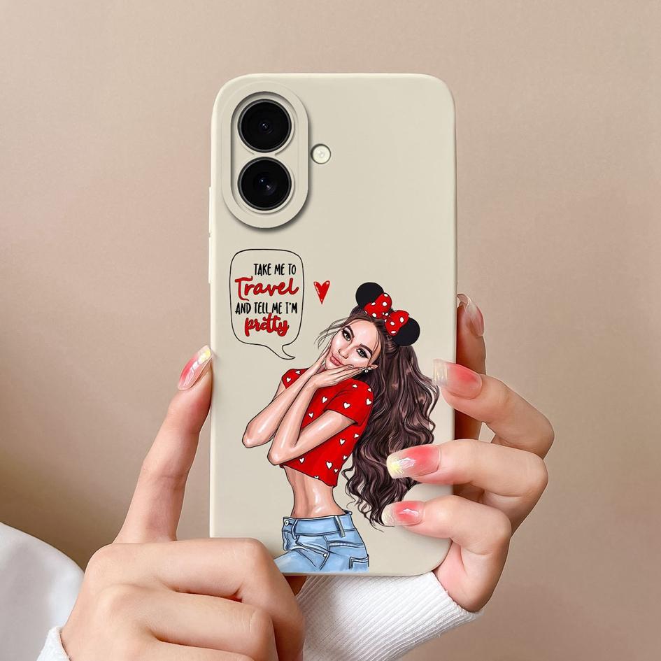 Aesthetic Phone Cover For Apple iPhone 16 Pro 16plus 16promax Fashion Cool Girl Boy Soft Liquid Silicone High Quality Super Shockproof For iPhone Capa