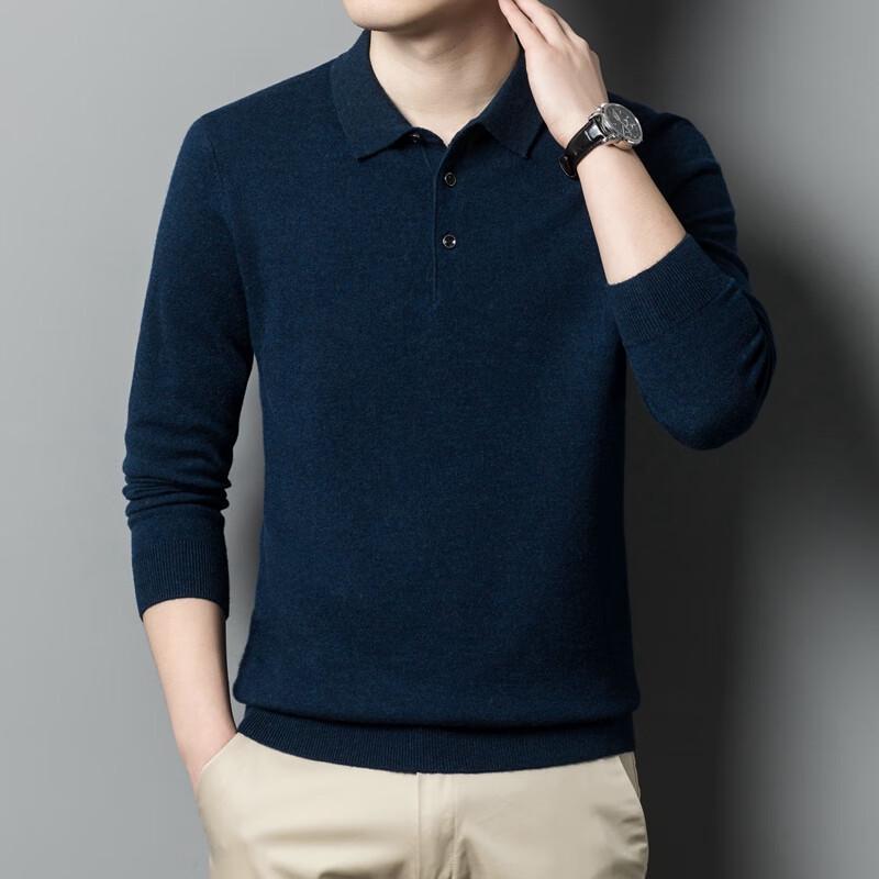 Men's 100% Merino Wool Pullover Polo Sweater