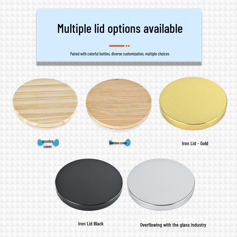 Frosted Matte Glass Candle Holder with Bamboo Lid for DIY Aromatherapy