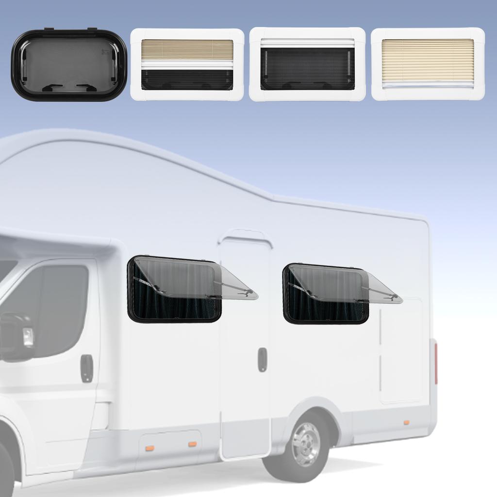RV Window with Sunshade Screen 500mm 300mm UV Protection Insect Proof Push Out for Campers Trailers 