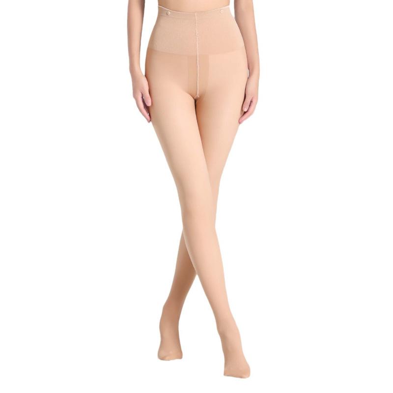 Autumn and winter bare-leg illusion pantyhose for women, plus size, double-layer, detachable buttons, skin-colored, natural feel, no crotch drop