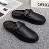 Fashion Men Half Slippers 2025 Summer Breathable Mens Casual Shoes Comfortable Walking Loafers Moccasins PU Leather Men Fashion Slippers
