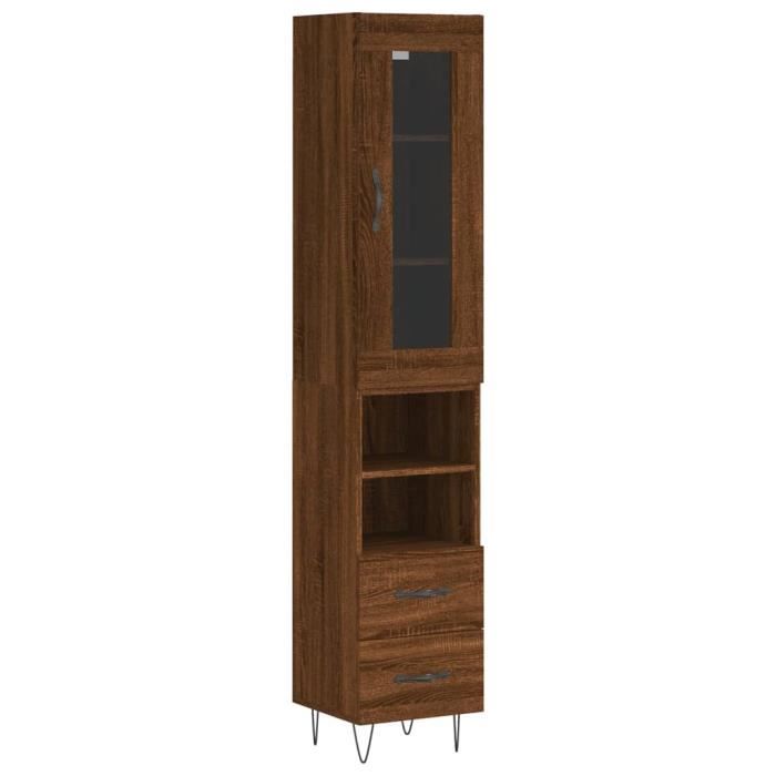 VidaXL Buffet haut chêne marron 62x36x121,5 cm bois d'ingénierie 834214