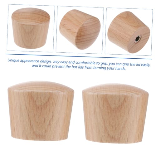 WATIIFUFU 2-Piece Wooden Pot Lid Knob Replacement Soup Pot Lid Handle, Universal, Easy to Grip, Easy to Clean, Durable