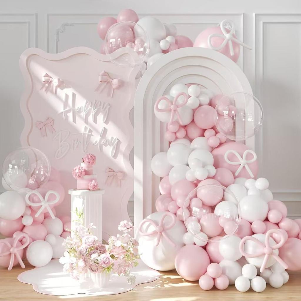 Pink White Metal Pink Balloon Chain Set, Sequined Balloon Set Party Arrangement Wedding