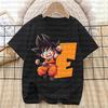 Dragon Ball Goku T-shirt Cotton Children A-Z Letter Tee Top Black Round Collar Clothing Boys Girl Summer Short Sleeve Kids