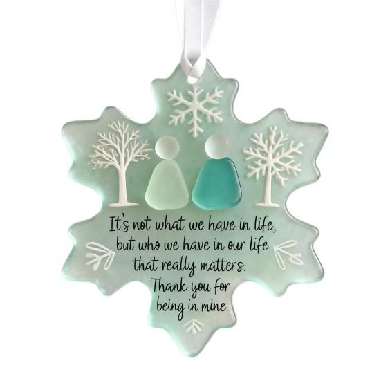 Snowflake-Shaped Sea Glass Friendship Decor Handmade Sea Glass Art Christmas Ornament Coastal Friendship Keepsake