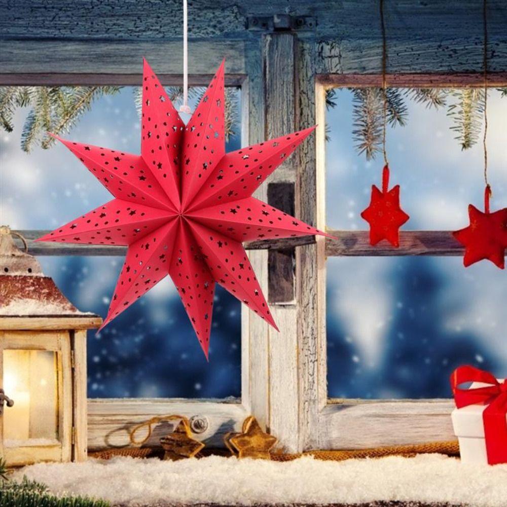 Home Decors Xmas Ornament Nine-pointed Star Christmas Lanterns Star Lamp Shades Hanging Pendants