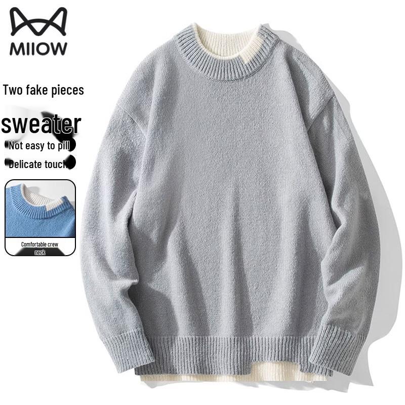MiiOW Men s Winter Round Neck Knit Sweater 3XL
