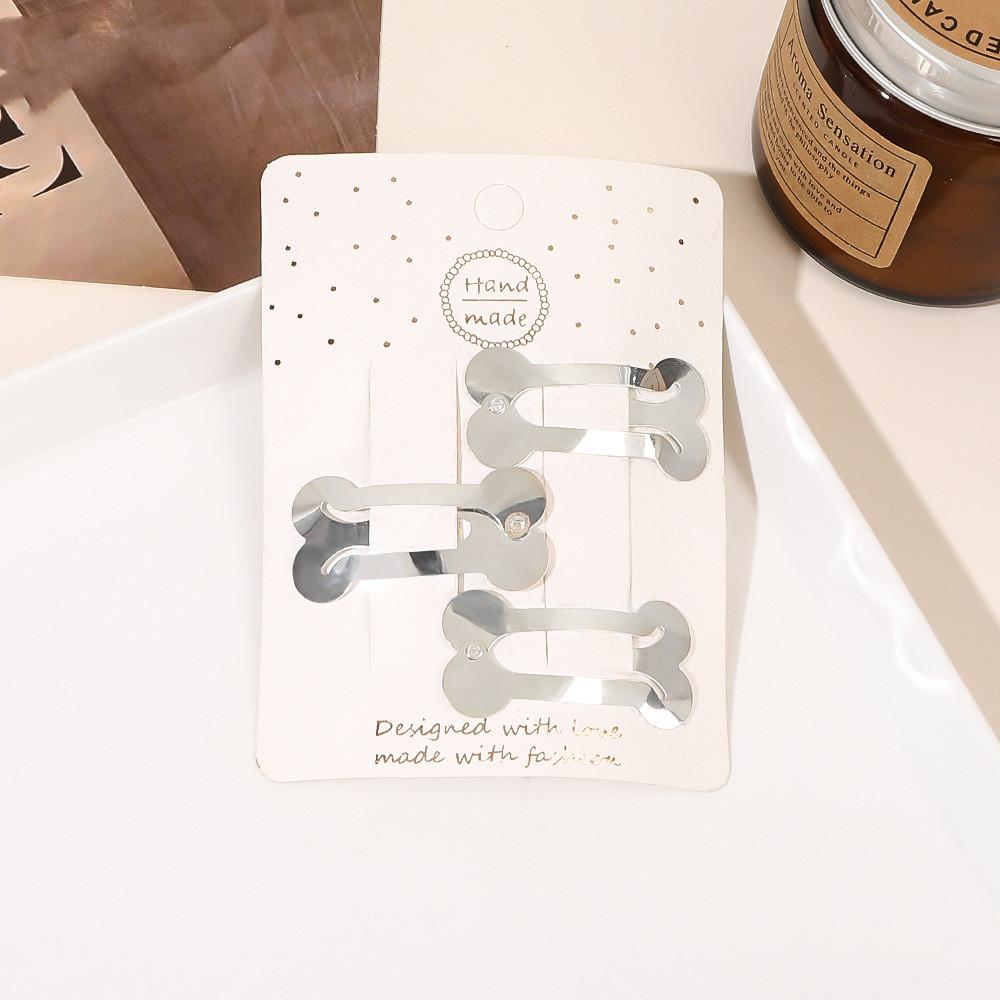 Épingles à cheveux simples givrées pour filles, 3 pièces, pinces à cheveux carrées, ovales, Triangle, pour enfants, épingles à cheveux, cliquez sur clac