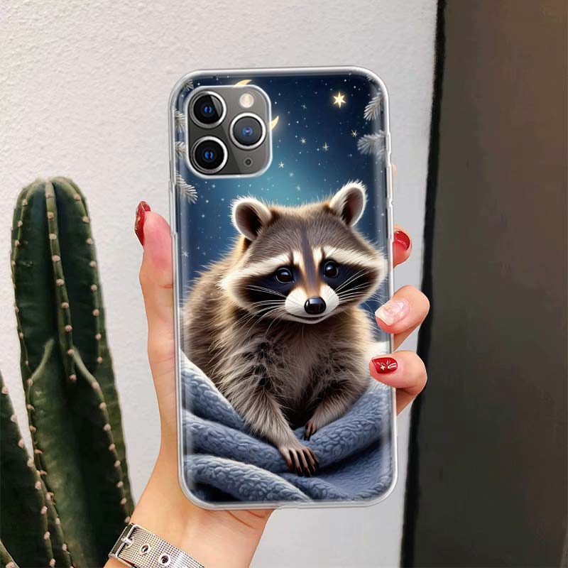 Waschbär Süßes Tier Für iPhone 17 Air 16 15 14 Plus 13 Mini 12 11 Pro Max Handyhülle 16E 7 Druck 8 SE Fundas Hülle Weiche Hülle 16