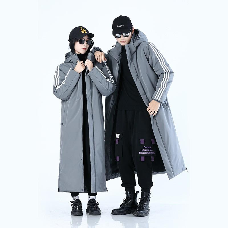 Unisex Long Winter Puffer Coat With Detachable Hood Warm Thick Cotton Jacket Men Women Students Casual Outdoor
