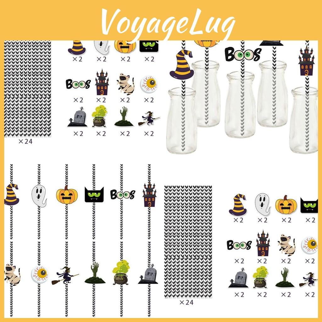 Paper Halloween Event Straws With Witch And Pumpkin Illustrations Festive For