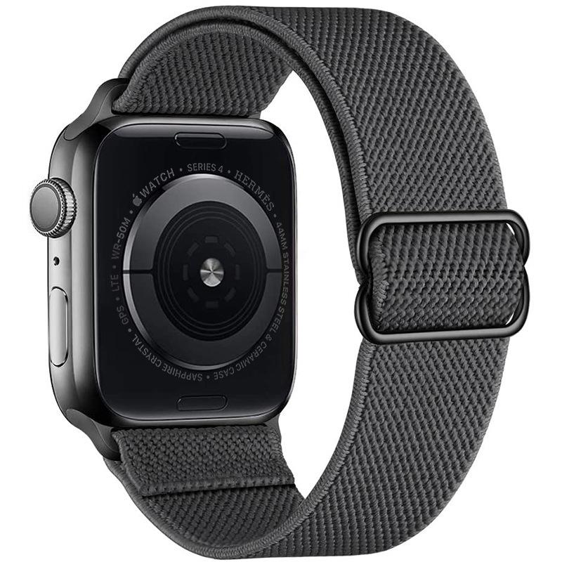 Adjustable Apple Watch Strap with Japanese Buckle - Single Loop Woven Elastic Nylon Compatible with iWatch