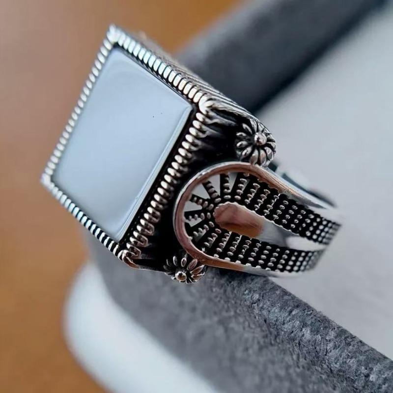 Environmentally Friendly Alloy, New Retro Men's Ring, Domineering Black Drip Hollow Engraved Men's Ring