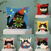 Cartoon Christmas Gift Cute Cat Pillow Case Anti-Dustmite Pillowcase Invisible Zipper Silky Short Plush Sofa Cushion Cover