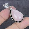 Natural Rose Quartz Gemstone 925 Sterling Silver Jewelry Pendant 1.77" E1z40