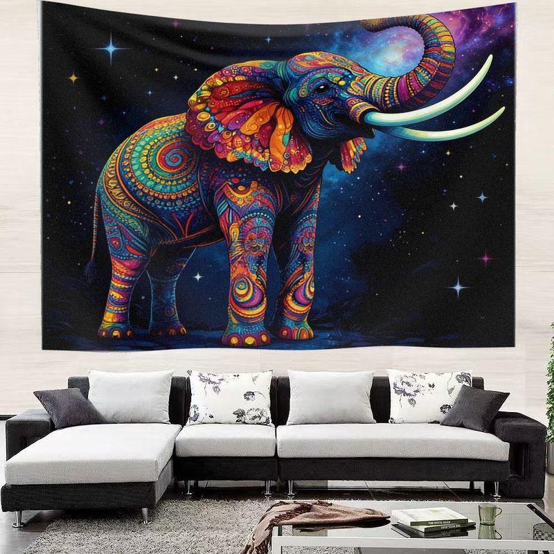 Psychedelic Mandala Elephant Cosmic Tapestry, Vibrant Tribal Elephant Outer Space Star Wall Hanging Home Decoration