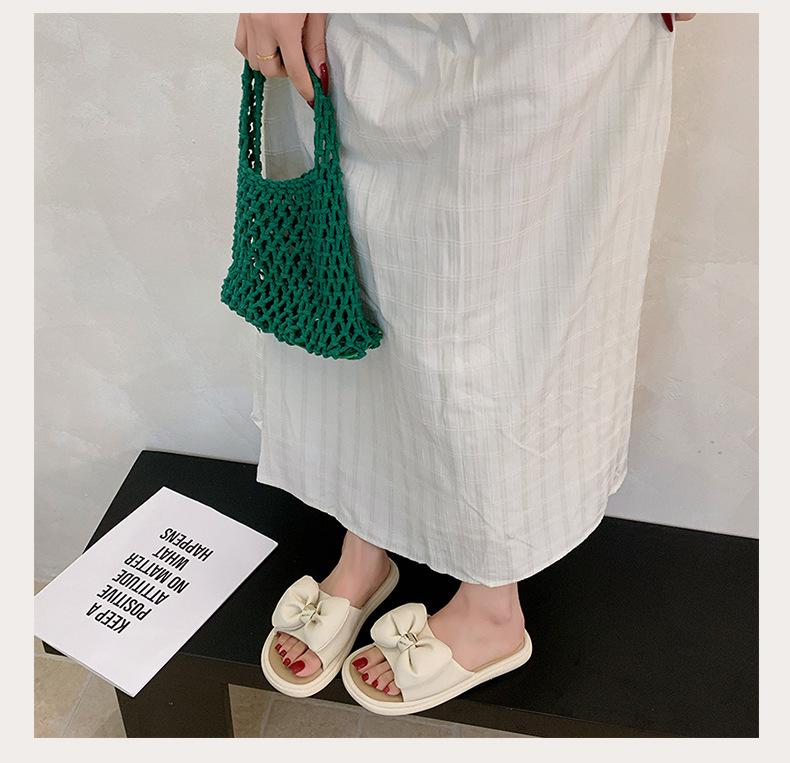 Fairy Style Bow Non-Slip Thick Sole Flip-Flops for Women - Summer 2026 Outdoor Soft Sole Casual Sandals