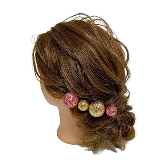 Japanese Hair Accessory, Tamakanzashi, Pink Gold, For Coming-of-Age Ceremony, Graduation, Wedding, Shichi-Go-San, Head Dress, Hakama, Furisode,