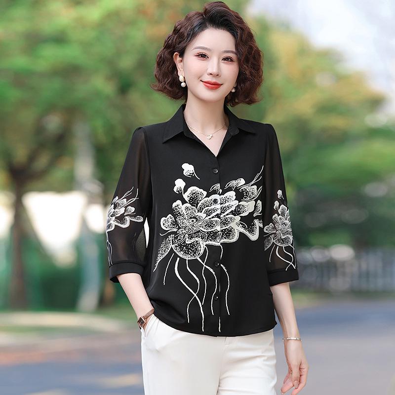 

2026 European Style Women s Ink Painting Short Sleeve Shirt XL (90-105 kg) чорний