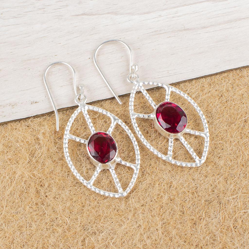 Pink Rubellite Gemstone Earrings, 925 Solid Sterling Silver Jewelry, Handmade Beautiful Rubellite Silver Earrings For Gift