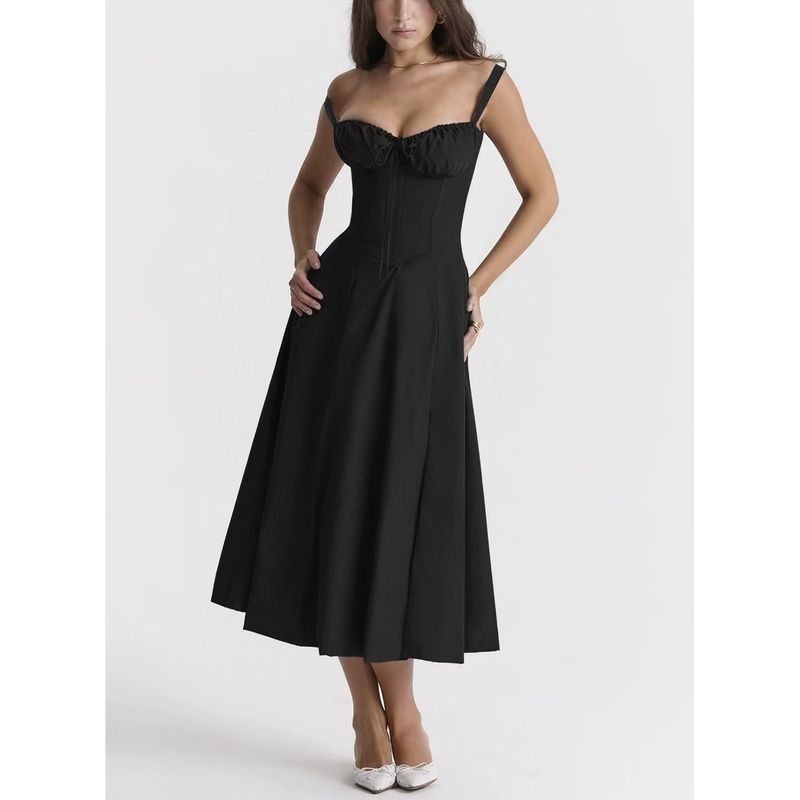 

Western Style New Sexy Floral Sling Sleeveless Big Hemline Dress Sexy Floral Sling Dress Black 2XL