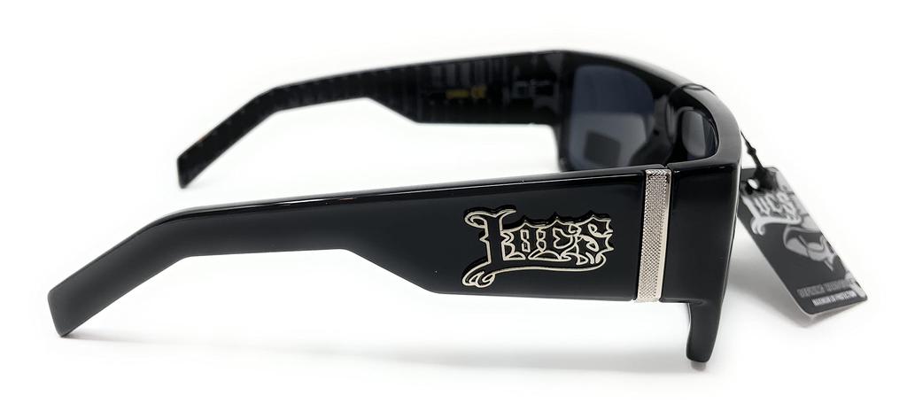 LOCS Hardcore Shades LOCS 91010 Black Sunglasses Gangster Square Flat Top Cholo OG Lowrider Shades for 2XL Adults, Black,