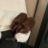 2025 autumn and winter new round head fur belt buckle soft bottom foot cover work commuter warm women's cotton shoes