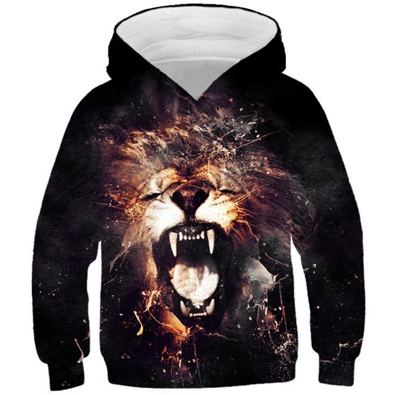 Autumn 3D Animal Pattern Printed Hoodies Fashionable Casual Sports Long Sleeved Children's Boy Hooded Sweatshirts