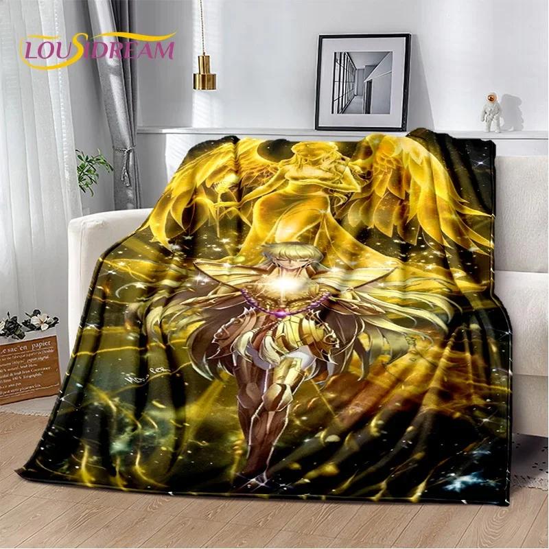 Cartoon Saint Seiya 3D Retro Soft Flannel Blanket for Beds Bedroom Sofa Picnic,Throw Blanket for Cover Outdoor Leisure Nap Gift