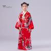 1 Set traditioneller Kimono-Pyjama für Mädchen, lebendige Farben, floraler Pfauendruck, einfach zu tragen, bequemer Kimono