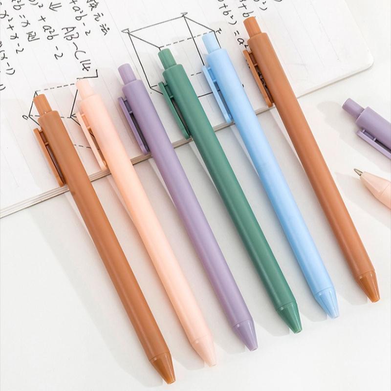 Gift Simple Macaron Color Press Pen Student Exam Bullet Gel Learning Office Press Type Black Water Office School Supplies Kawai