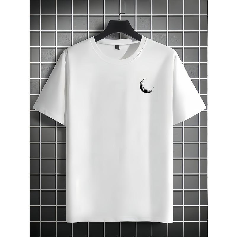 European sizes Men's Cotton Vintage Short Sleeve T-Shirt - Casual Round Neck Summer Tee with Subtle Geometric Patterns