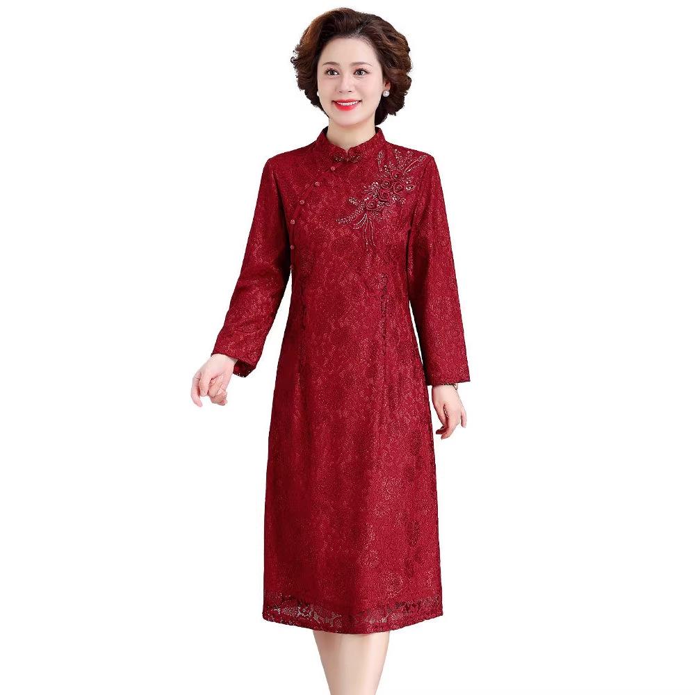 Elegant Spring Mother-in-law Wedding Qipao Dress - Formal Wear & Daily Skirt