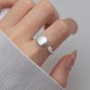 925 Silver Matte Finish Geometry Adjustable Rings For Women Wedding Fine Jewelry Accessories Jewellery Argent 925