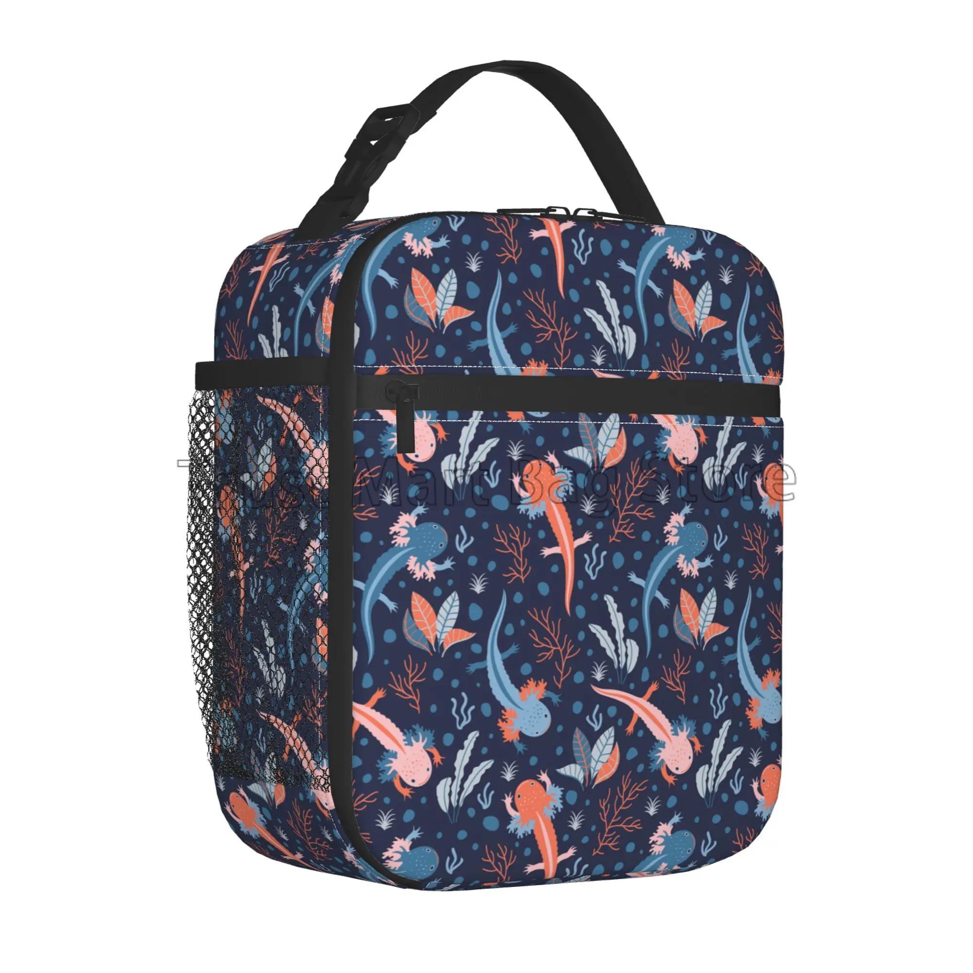 

Axolotl Lunch Box Reusable Insulated Lunch Bag Thermal Cooler Tote for Boys Girls Teen School Men Women Picnic Travel Hiking