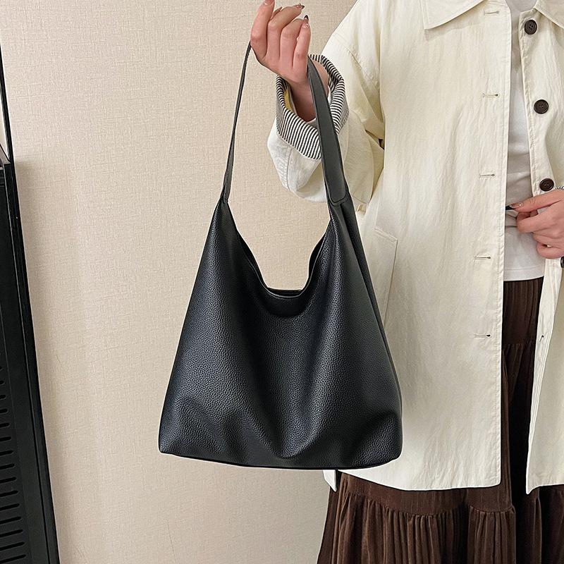 Retro Solid Color Tote Bag - Versatile Large Capacity Women's Handbag
