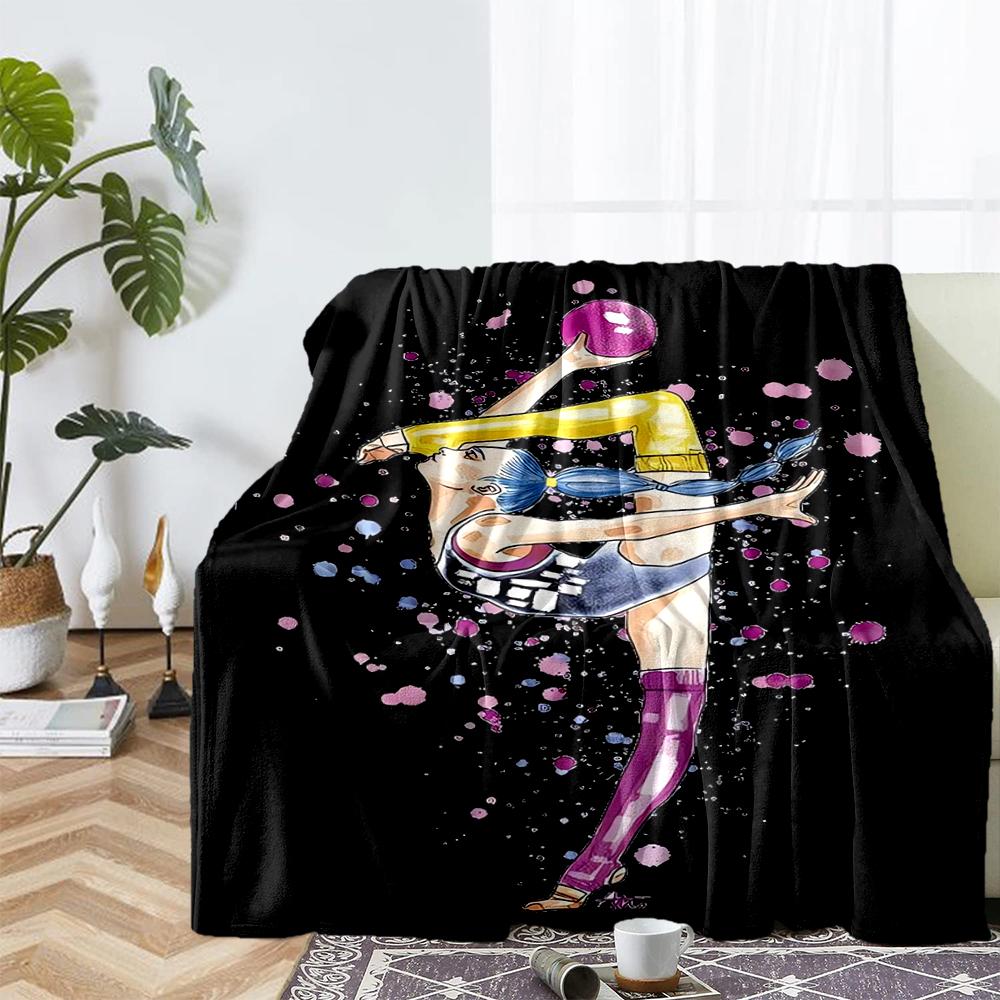 Gymnastics Theme Printed Blanket - Perfect for Couch, Bed, Travel & Outdoor Use | Machine Washable, Cozy & Durable.