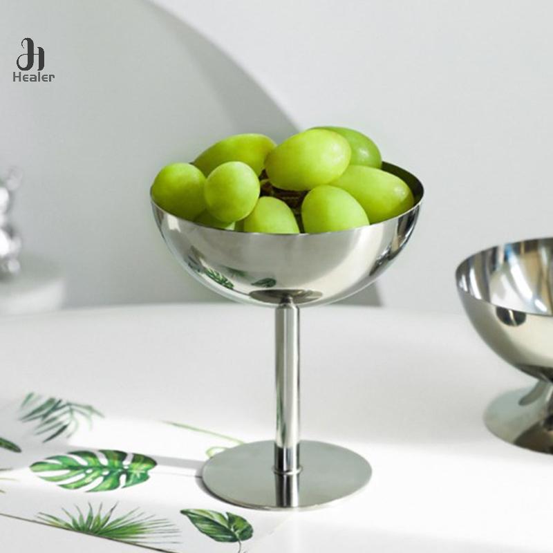 Ice Cream Cups Salad Bowl Stainless Steel Bowl Dessert Fruit Plate Snack Dish