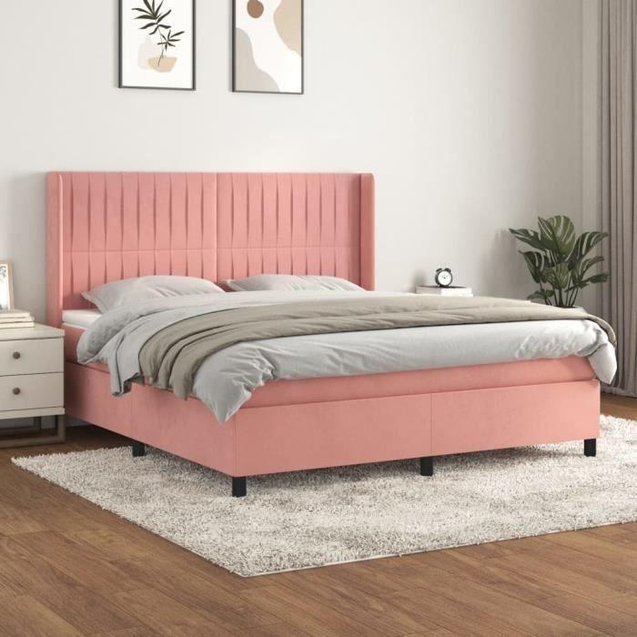 3132818 vidaXL Lit à sommier tapissier avec matelas Rose 180x200 cm Velours