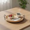Serving Tray with Woven Inset Elegant Round Handles
